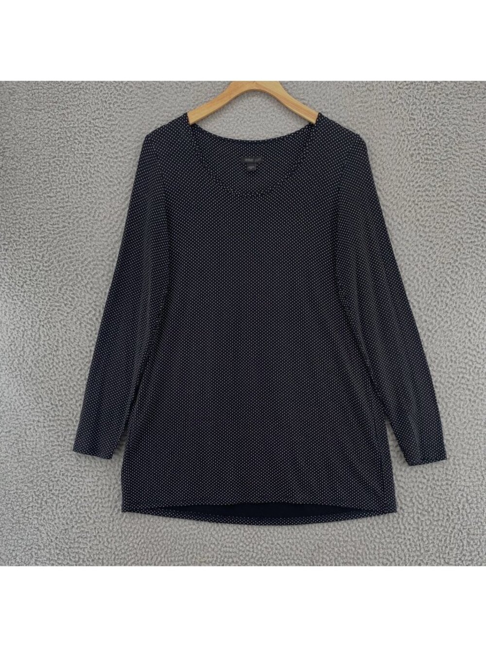 J Jill Top Womens Extra Small Black Polka Dot Wearever Scoop Neck Stretch Knit